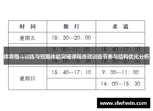 体育格斗训练与短期体能突破课程高效训练节奏与结构优化分析